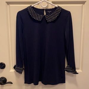 Garnet Hill Polka-Dot Collared Blouse